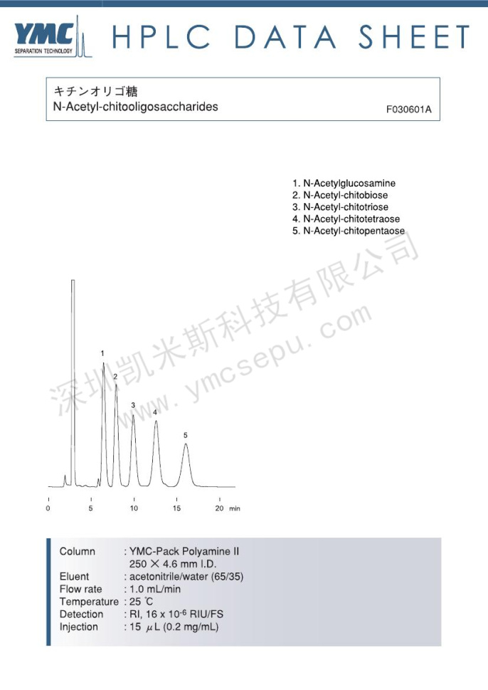 N-乙?；?殼低聚糖分離的液相色譜圖